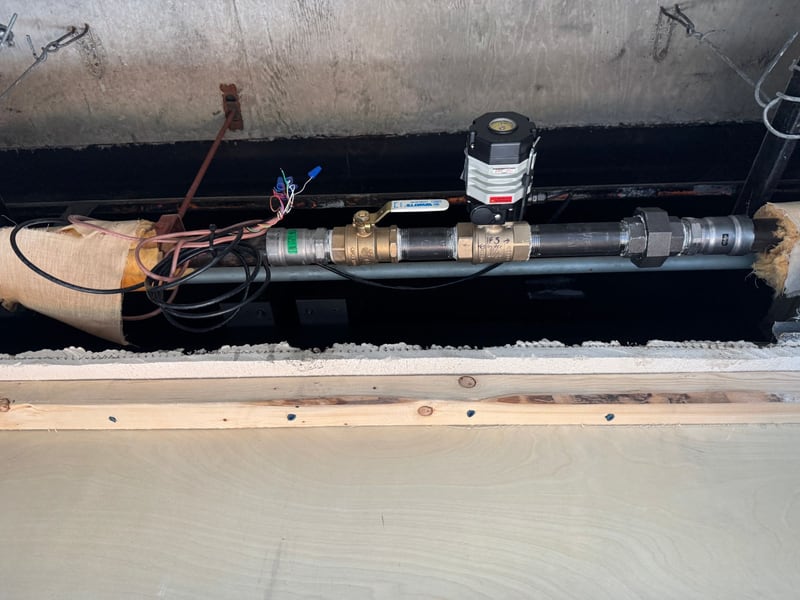 24-volt motorized ball valve above a ceiling