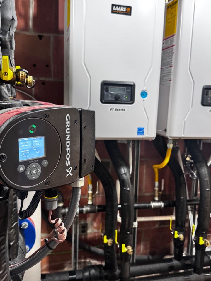 Cascading Laars FT Series boilers with Grundfos circulator pump